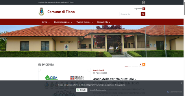 Security scan screenshot of https://www.comune.fiano.to.it/it-it/home
