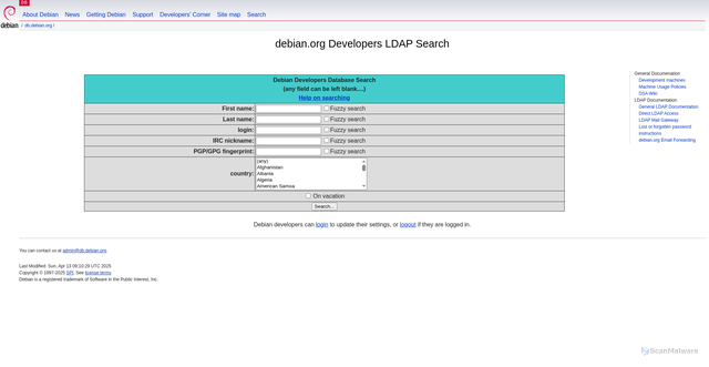 Security scan screenshot of https://people.debian.org