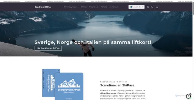 Security scan screenshot of https://scandinavianskipass.se/