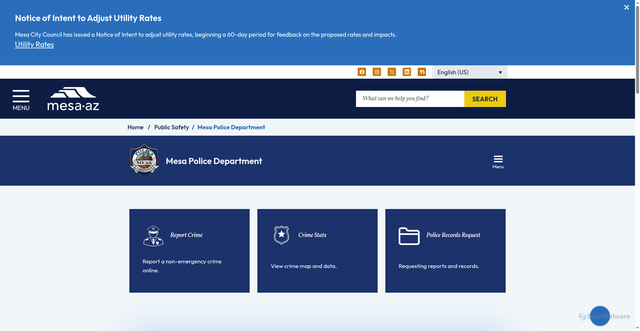 Security scan screenshot of https://www.mesaaz.gov/public-safety/mesa-police/