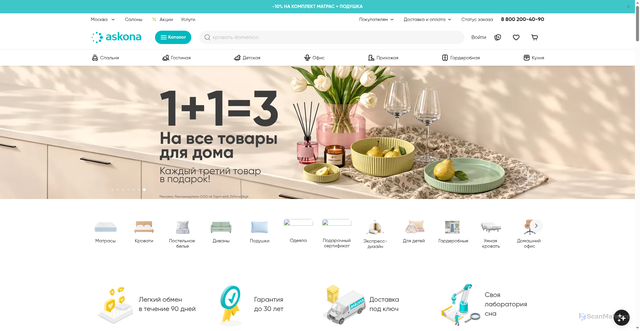 Security scan screenshot of https://askona.ru