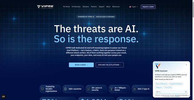 Security scan screenshot of https://vipre.com