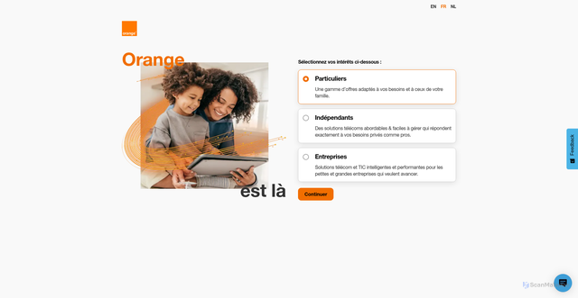 Security scan screenshot of https://orange.be