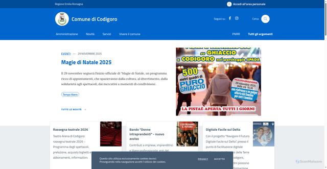 Security scan screenshot of https://www.comune.codigoro.fe.it/portal