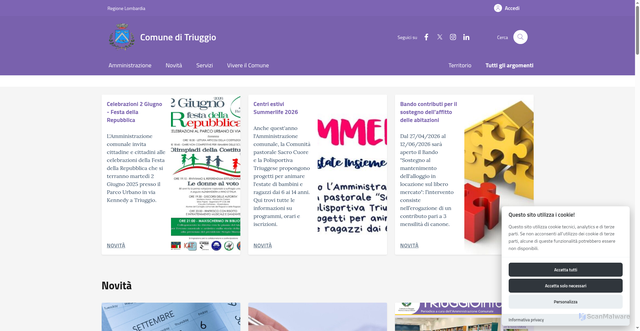 Security scan screenshot of https://www.comune.triuggio.mb.it