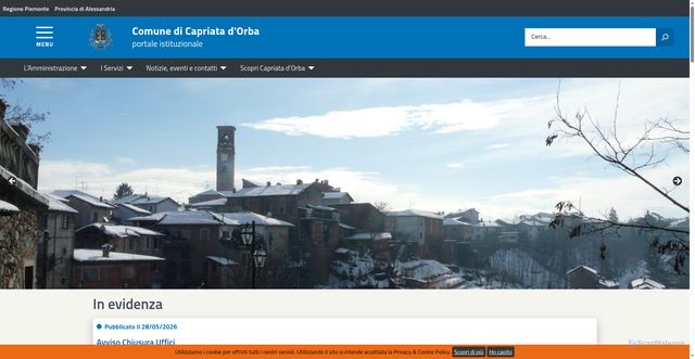 Security scan screenshot of https://www.comune.capriatadorba.al.it