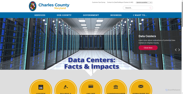 Security scan screenshot of https://www.charlescountymd.gov/