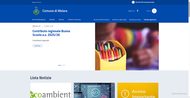 Security scan screenshot of https://www.comune.melara.ro.it