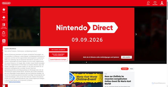 Security scan screenshot of https://nintendo.de