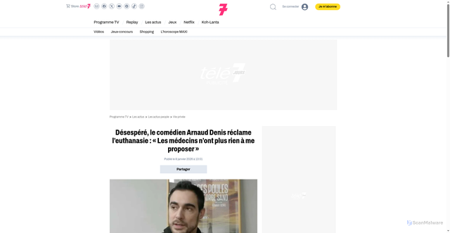 Security scan screenshot of https://www.programme-television.org/news/people/vie-privee/desespere-le-comedien-arnaud-denis-reclame-leuthanasie-les-medecins-nont-plus-rien-a-me-proposer-109384