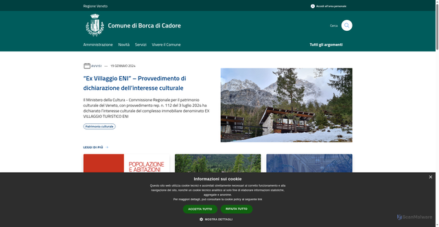 Security scan screenshot of https://www.comune.borcadicadore.bl.it/it