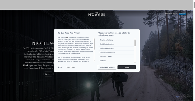 Security scan screenshot of https://www.newyorker.com