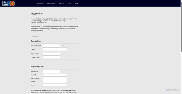 Security scan screenshot of https://foto.easycredit-bbl.de/register.php