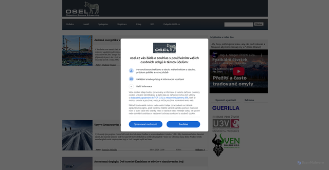 Security scan screenshot of https://osel.cz