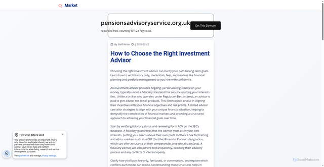 Security scan screenshot of http://www.pensionsadvisoryservice.org.uk
