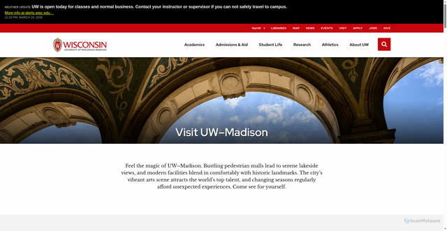 Security scan screenshot of https://www.wisc.edu/visit/