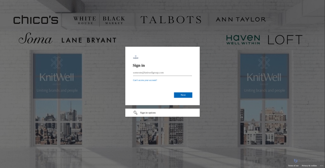 Security scan screenshot of https://ascenaretail-my.sharepoint.com