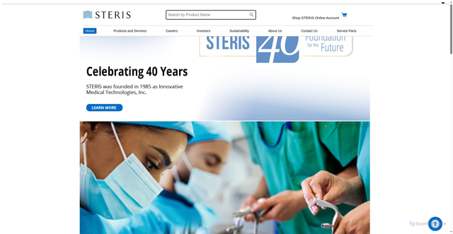 Security scan screenshot of https://www.steris.com