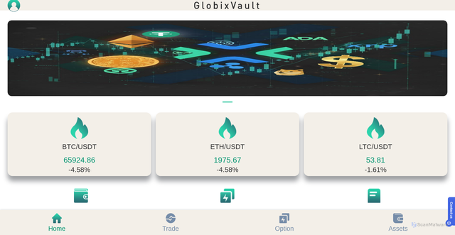 Security scan screenshot of https://globixvault.net/h5/