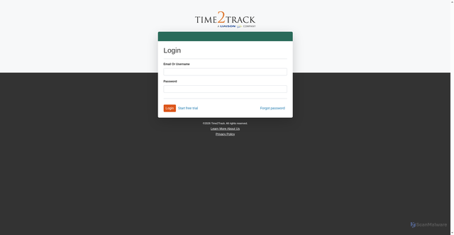Security scan screenshot of https://app.time2track.com