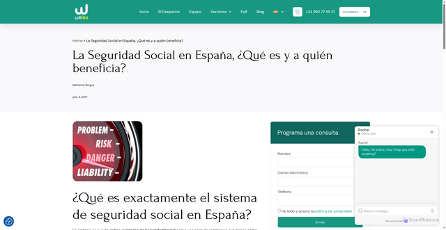 Security scan screenshot of https://www.welex.es/es/la-seguridad-social-en-espana-que-es-y-quien-beneficia/