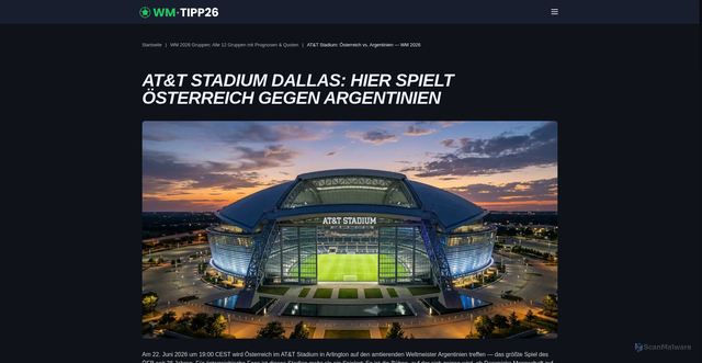 Security scan screenshot of https://atfootballwm-2026.com/wm-2026-gruppen/wm-stadion-att-dallas/