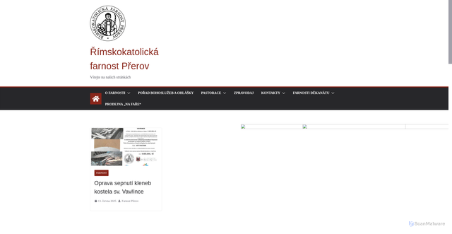 Security scan screenshot of https://farnostprerov.cz