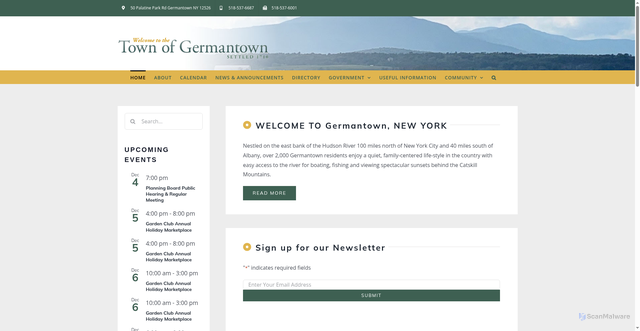 Security scan screenshot of https://germantownny.gov/
