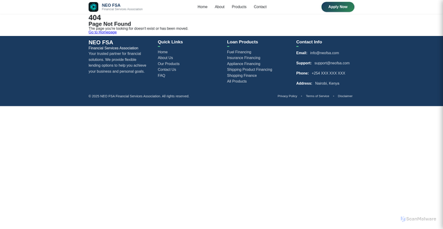 Security scan screenshot of neofsa.com