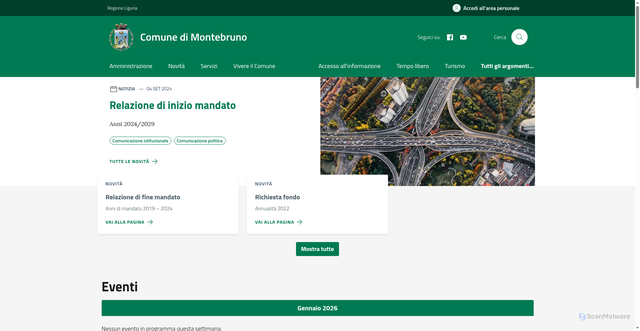 Security scan screenshot of https://comune.montebruno.ge.it/