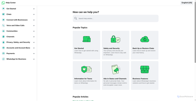 Security scan screenshot of https://faq.whatsapp.com/