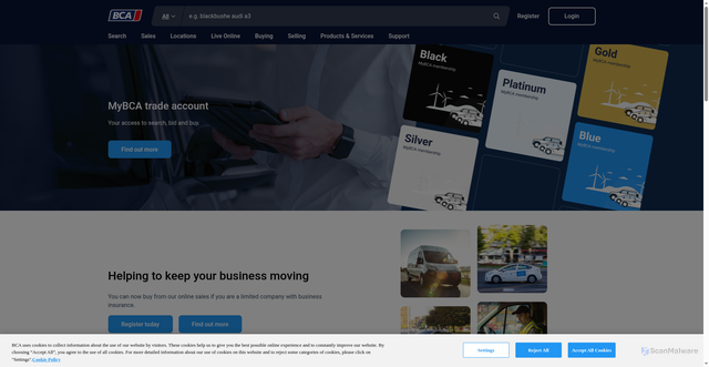 Security scan screenshot of https://auctionview.bca.co.uk