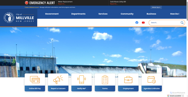 Security scan screenshot of https://millvillenj.gov/