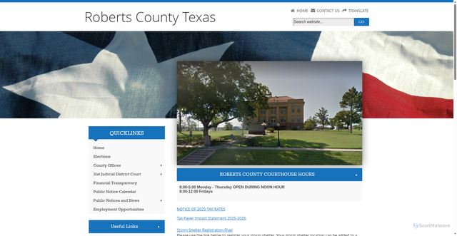 Security scan screenshot of https://www.co.roberts.tx.us/