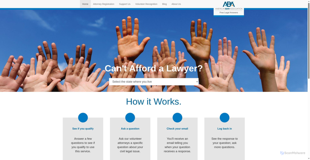 Security scan screenshot of https://www.abafreelegalanswers.org/