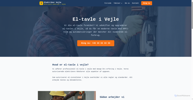 Security scan screenshot of https://elektrikervejle.dk/el-tavle-vejle