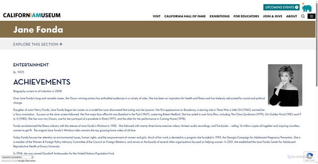 Security scan screenshot of https://californiamuseum.org/inductee/jane-fonda/