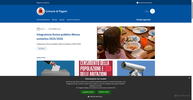 Security scan screenshot of https://www.comune.pagani.sa.it/it