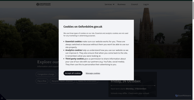 Security scan screenshot of https://www.oxfordshire.gov.uk/