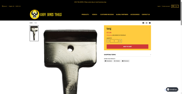 Security scan screenshot of https://codyjamestools.com/products/tang?srsltid=AfmBOop_JLCNyqt0W7If5uHwg_-RKqhCX_DP5g-v59qxeeZ-cQ8hr_JB