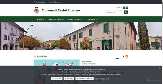 Security scan screenshot of https://www.comune.castelrozzone.bg.it/it-it/home
