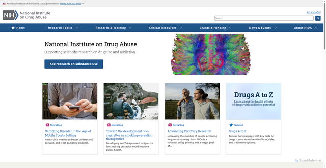 Security scan screenshot of https://drugabuse.gov/