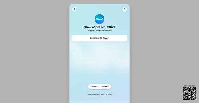 Security scan screenshot of https://linktr.ee/shaw747