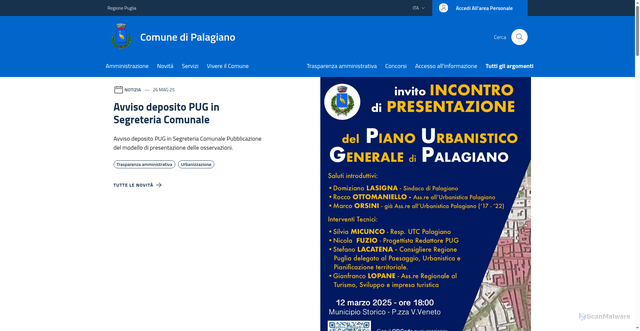 Security scan screenshot of https://comune.palagiano.ta.it/