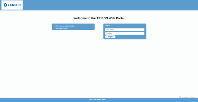 Security scan screenshot of https://zeroin.hostedrmm.com