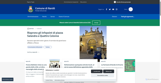 Security scan screenshot of https://www.comune.nardo.le.it