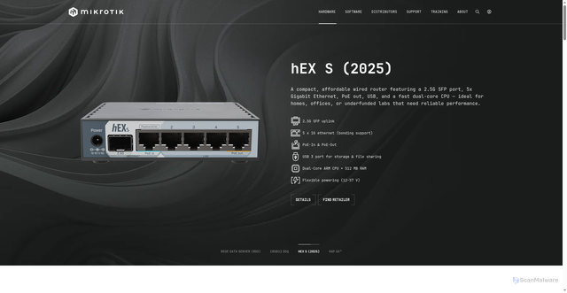Security scan screenshot of https://mikrotik.com