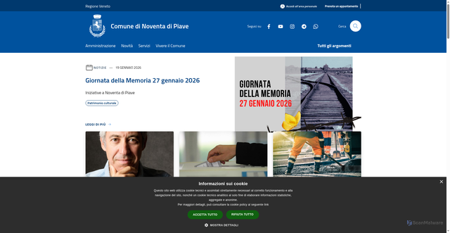 Security scan screenshot of https://www.comune.noventadipiave.ve.it/it