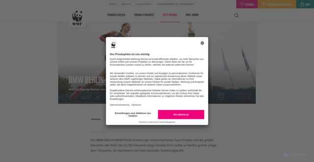 Security scan screenshot of https://www.wwf.de/aktiv-werden/sportlich-aktiv/laufevents/berlin-marathon