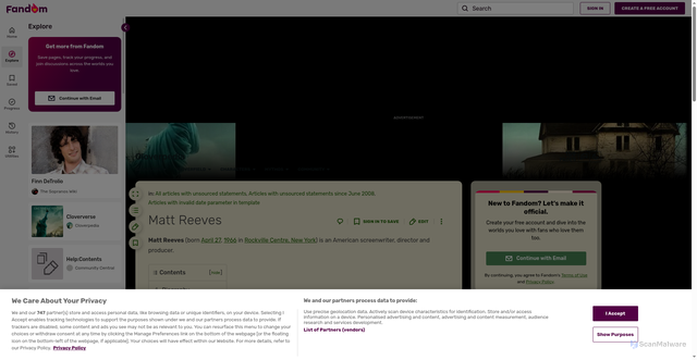 Security scan screenshot of https://cloverfield.fandom.com/wiki/Matt_Reeves